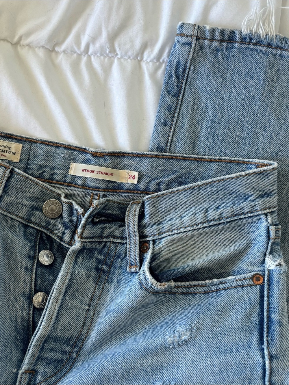Levi's Light Blue Distressed High-Rise Cropped Jeans
